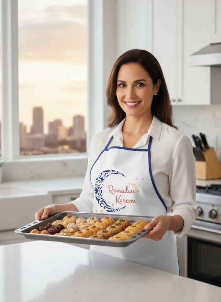 Premium Ramadan Kareem Apron Set with Oven Mitt and Pot Holder – Islamic Kitchen Cooking Set - Image 2